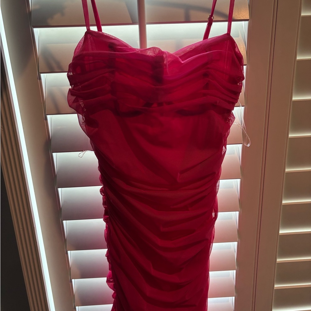 Fashion Nova Vibrant Pink Ruched Dress